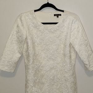 3/4 sleeve white lace dress